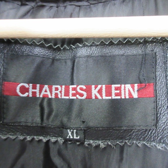 Charles Klein Genuine Leather Trench Coat Men XL Black Full Length Gothic 2320 - Picture 3 of 16